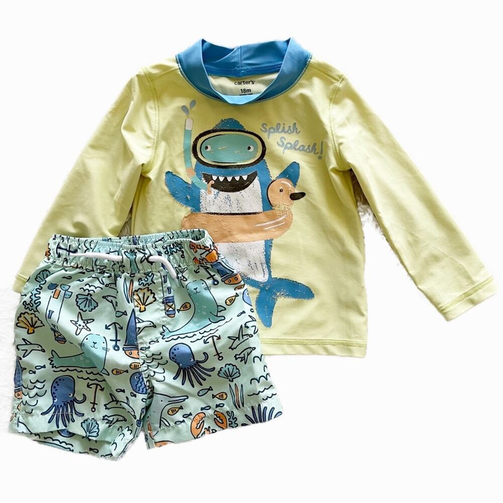 Carter’s Swim Trunks and Rashgaurd Set Size 18M